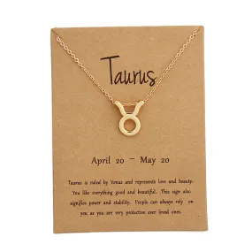 1 Pcs Fashion Jewelry Zodiac 12 Constellation Taurus Pendant Necklace For Women Gifts
