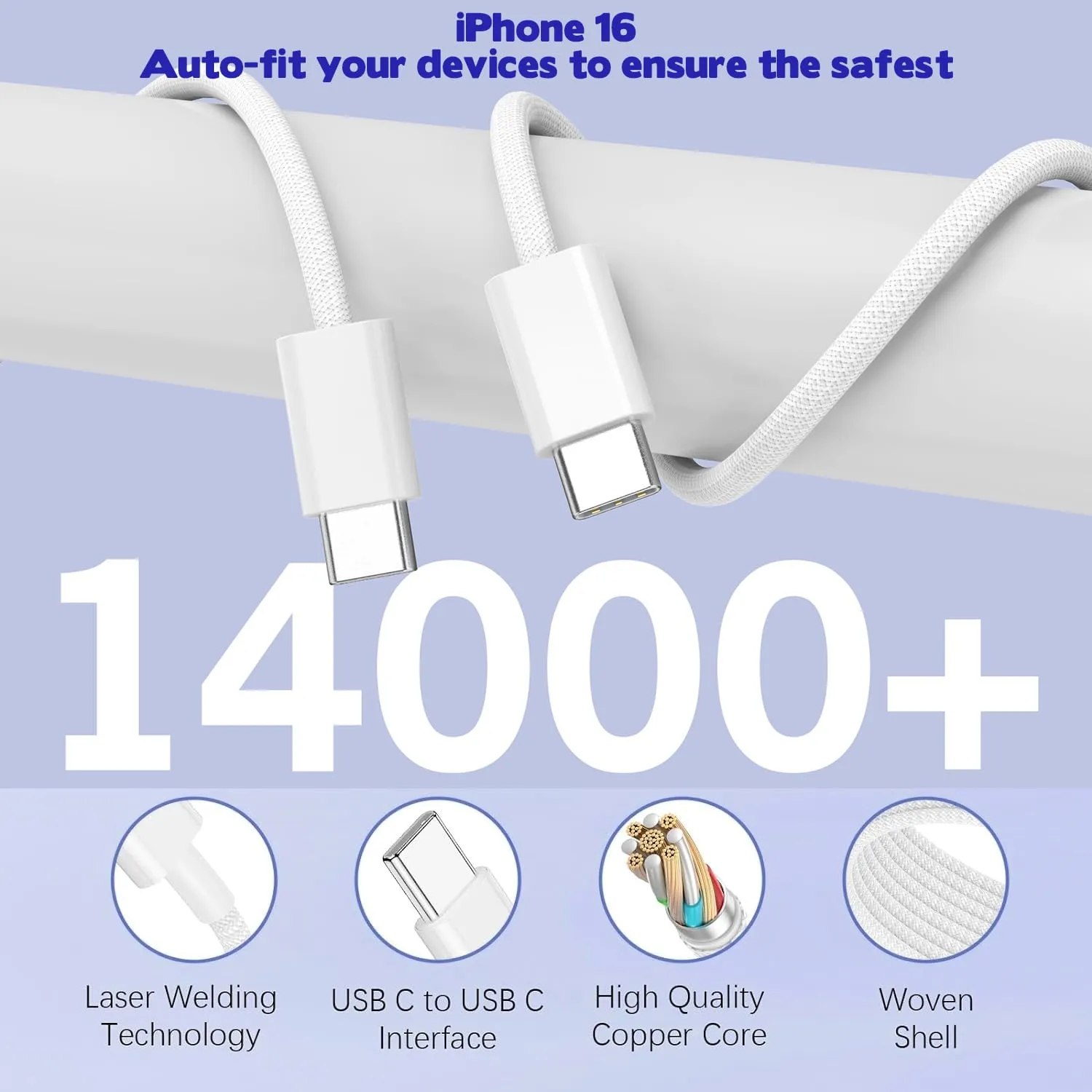 10FT iPhone 16 15 Pro Charger,2Pack 10Foot USB C to C Woven Cable Cord 40W USB C Apple Charger 4 Port PD&AC Charger Block Fast Charging for iPhone 16/16 Pro/16 Pro Max/16 Plus/15/15 Pro/15Pro Max/iPad