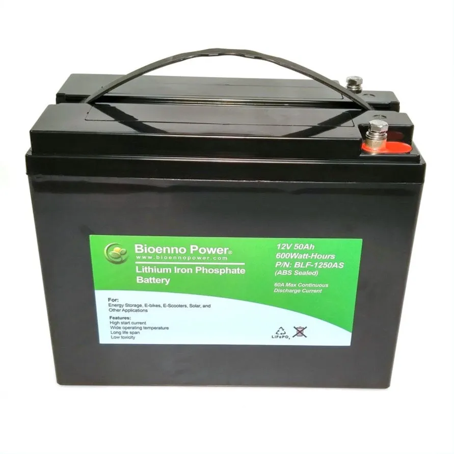 12V 50Ah Lithium Battery - Bioenno Power BLF-1250AS, ABS