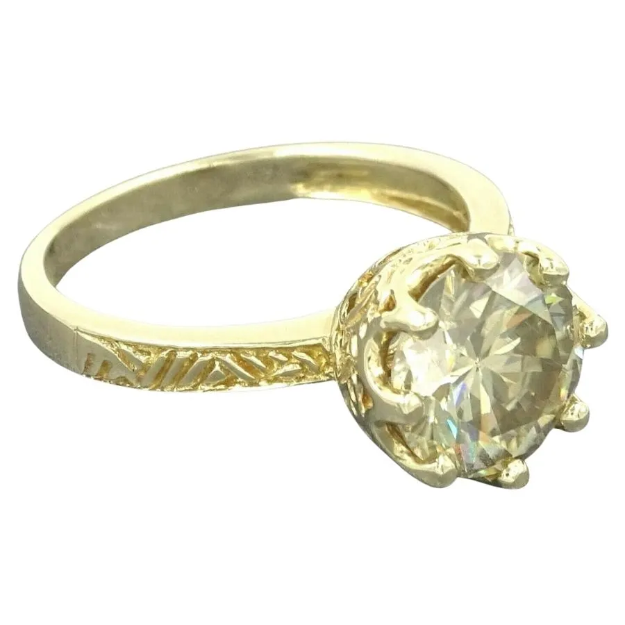14ct Yellow Gold Moissanite Ring