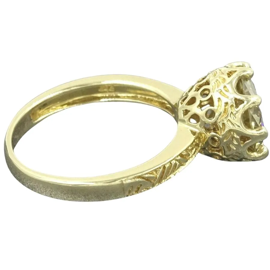 14ct Yellow Gold Moissanite Ring
