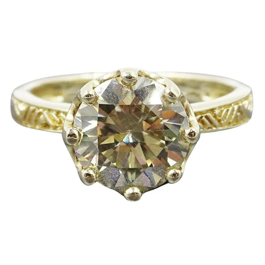 14ct Yellow Gold Moissanite Ring