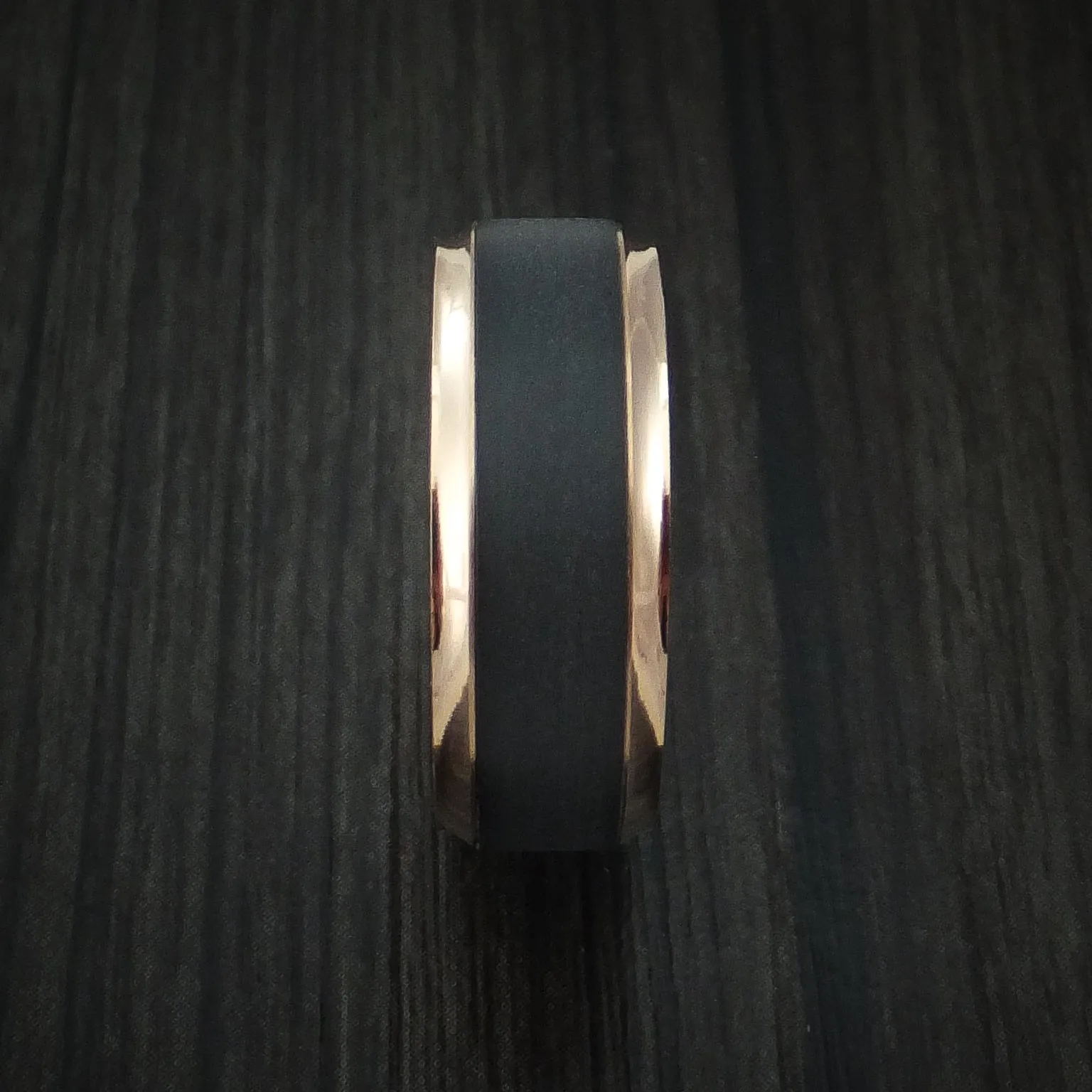 14K Rose Gold with Carbon Fiber Custom Made Men's Band