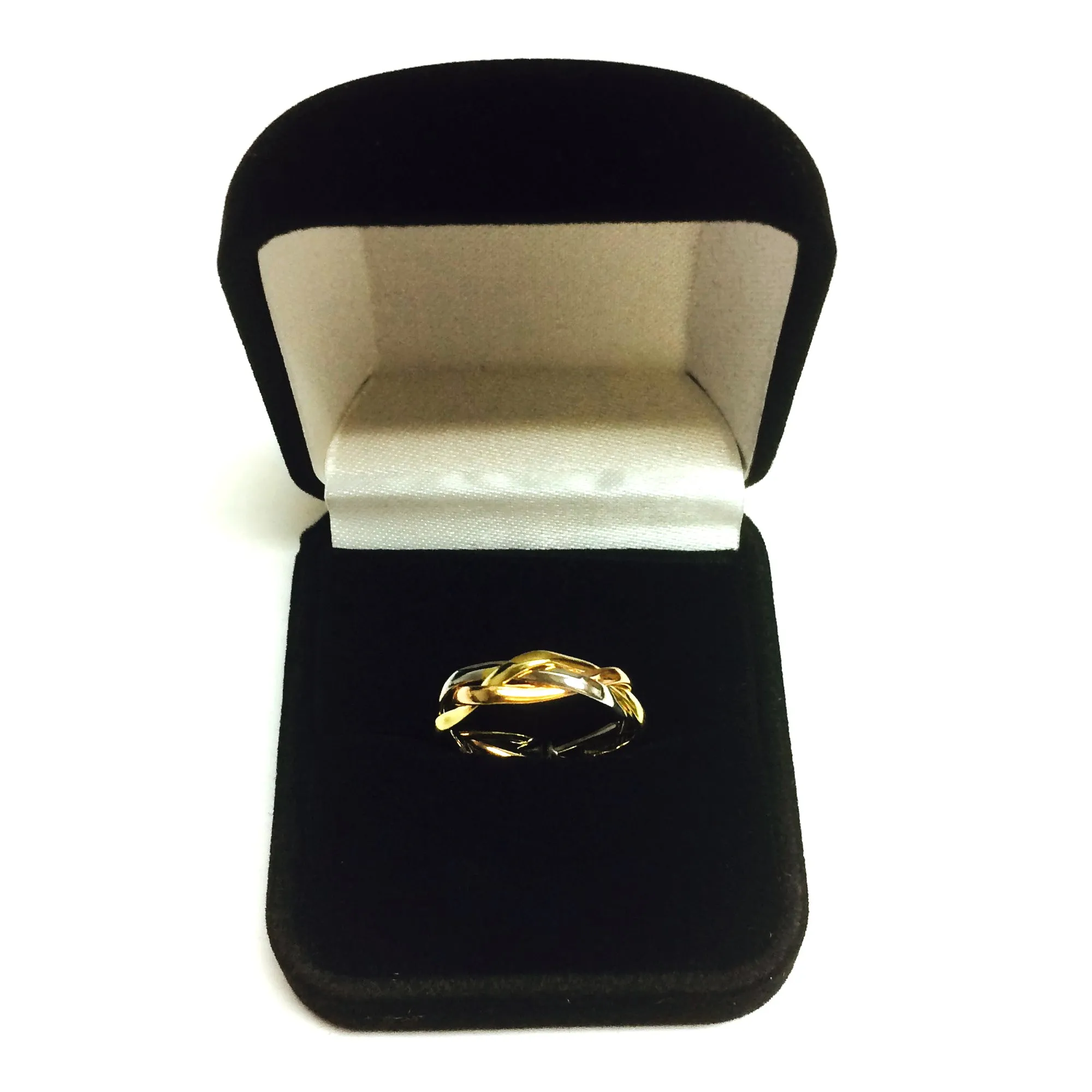 14K Tri-Color Gold Intertwined Braided Ring, 5mm