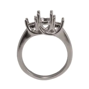 14K White 3-Stone Criss-Cross Ring Mountings- Round 6.5mm Center Stone with Two 3.5mm Round Sides