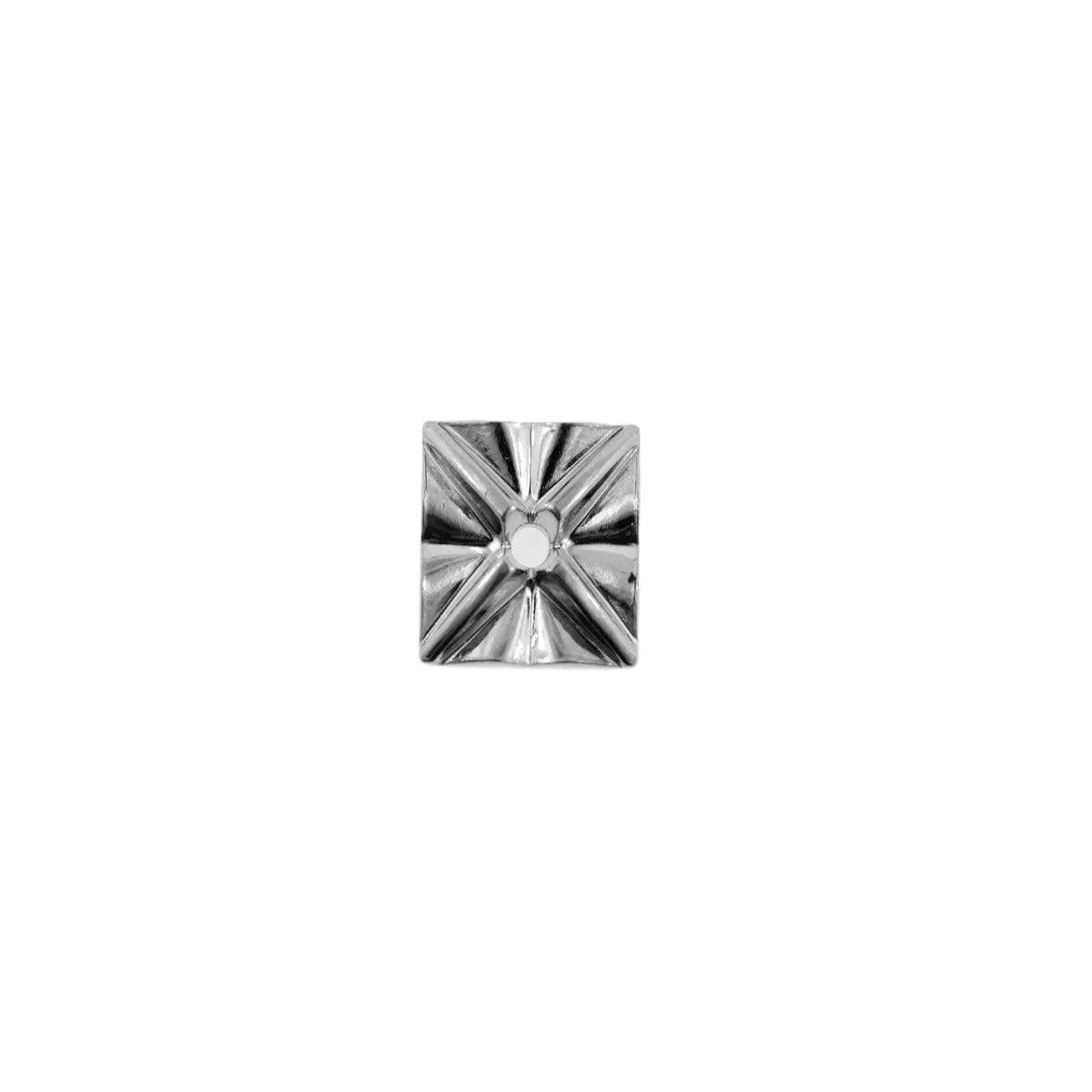 14K White Bar Set Square Pin Point Illusion Top Die Struck