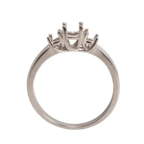 14K White Round 3-Stone Criss-Cross Ring Mountings-Round 4mm Center Stone with Two 3mm Round Sides