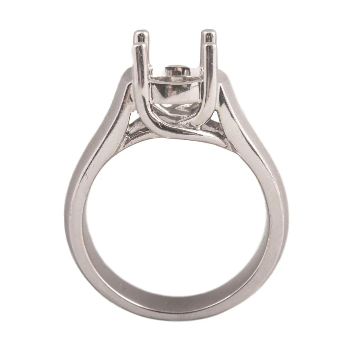 14K White Round Solitaire Criss-Cross Ring Mountings-Round 8mm Center Stone