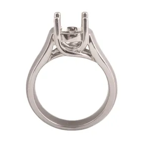 14K White Round Solitaire Criss-Cross Ring Mountings-Round 8mm Center Stone