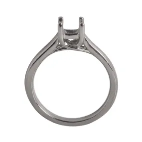 14K White Square Solitaire Criss-Cross Ring Mounting-5 x 5mm Center Stone