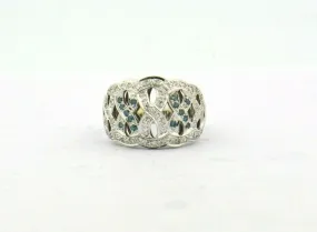 14KW 0.61CTTW Blue and White Diamond Cross Cross Fashion Ring SI2-I1 7.1G Sz8