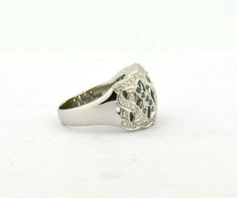 14KW 0.61CTTW Blue and White Diamond Cross Cross Fashion Ring SI2-I1 7.1G Sz8