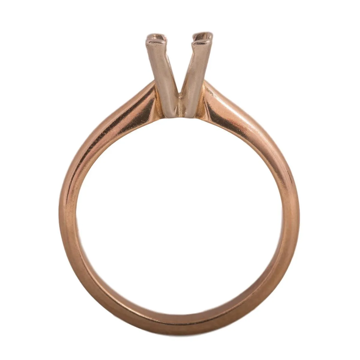 14KW, 14KW/14KY & Platinum Square Solitaire 4.5mm Center Stone 4-Prong V-Ends Die Struck