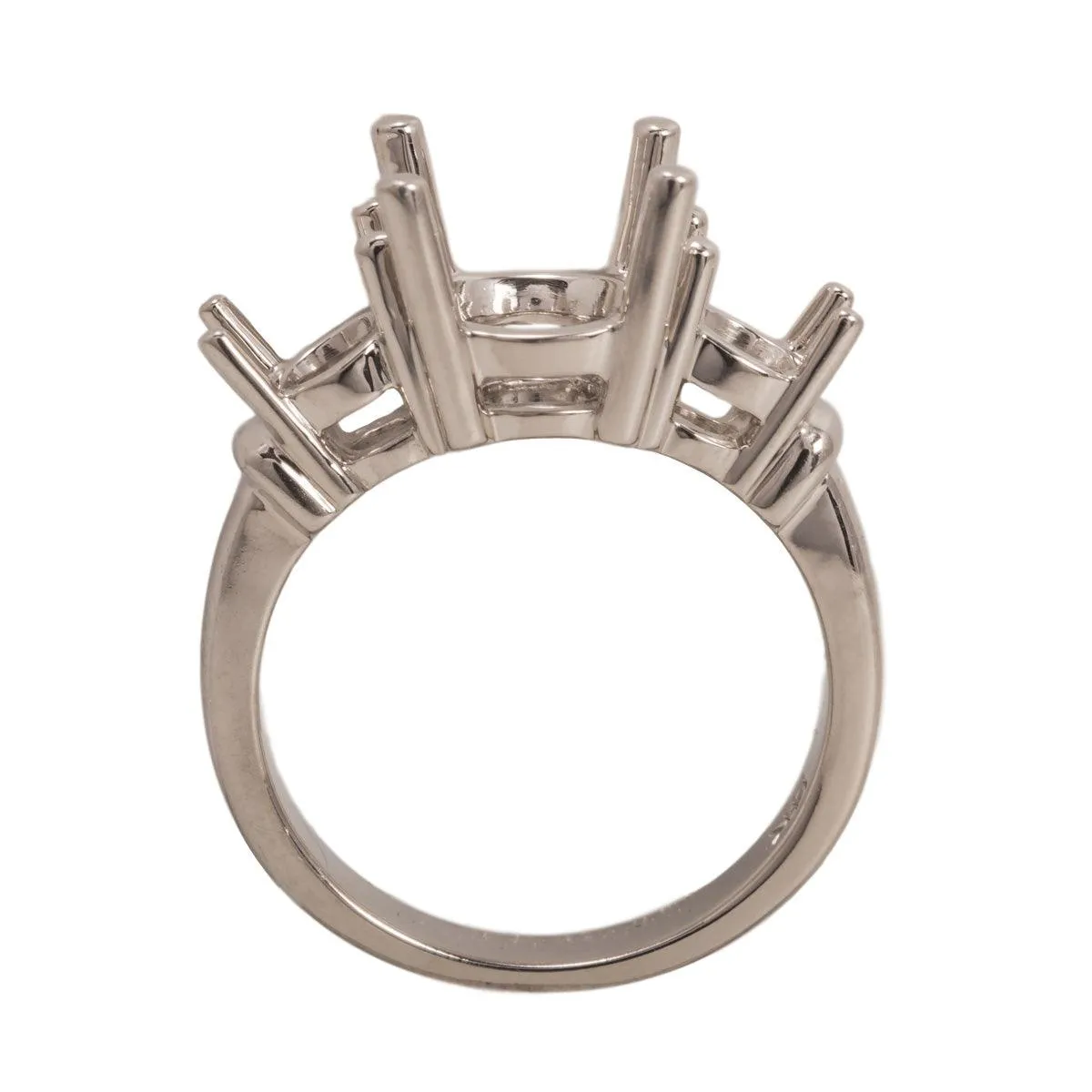 14KW, 18KW & Platinum 3-Stone Round Ring Mountings-8mm Center Stone With Two-5mm Round Sides