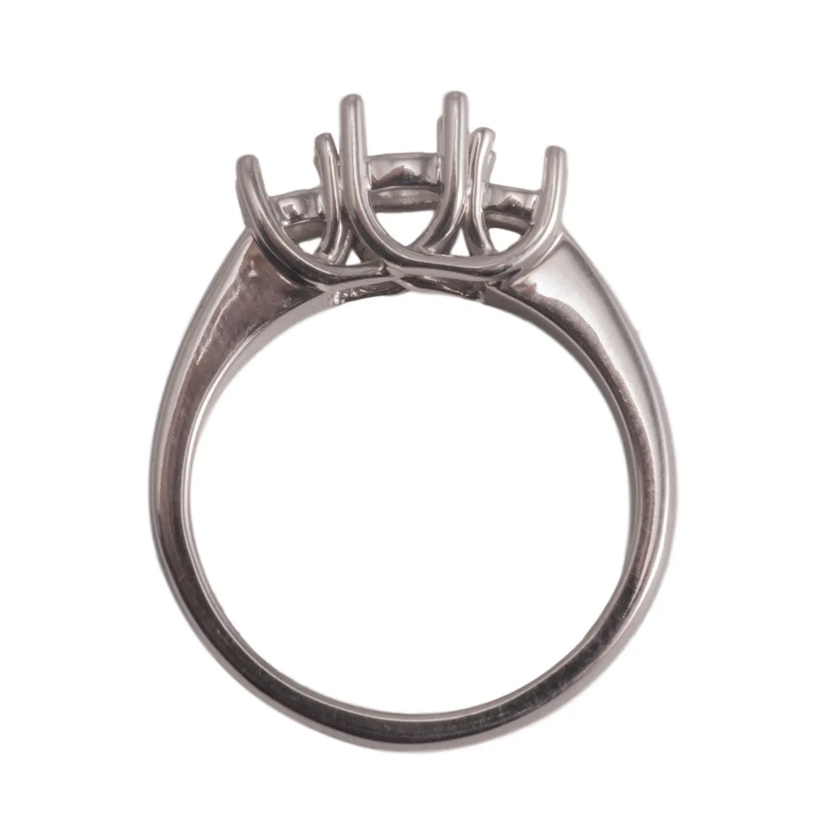14KY & 14KW 3-Stone Criss-Cross Ring Mountings-Round 5mm Center Stone with 2- 3.5mm Round Sides