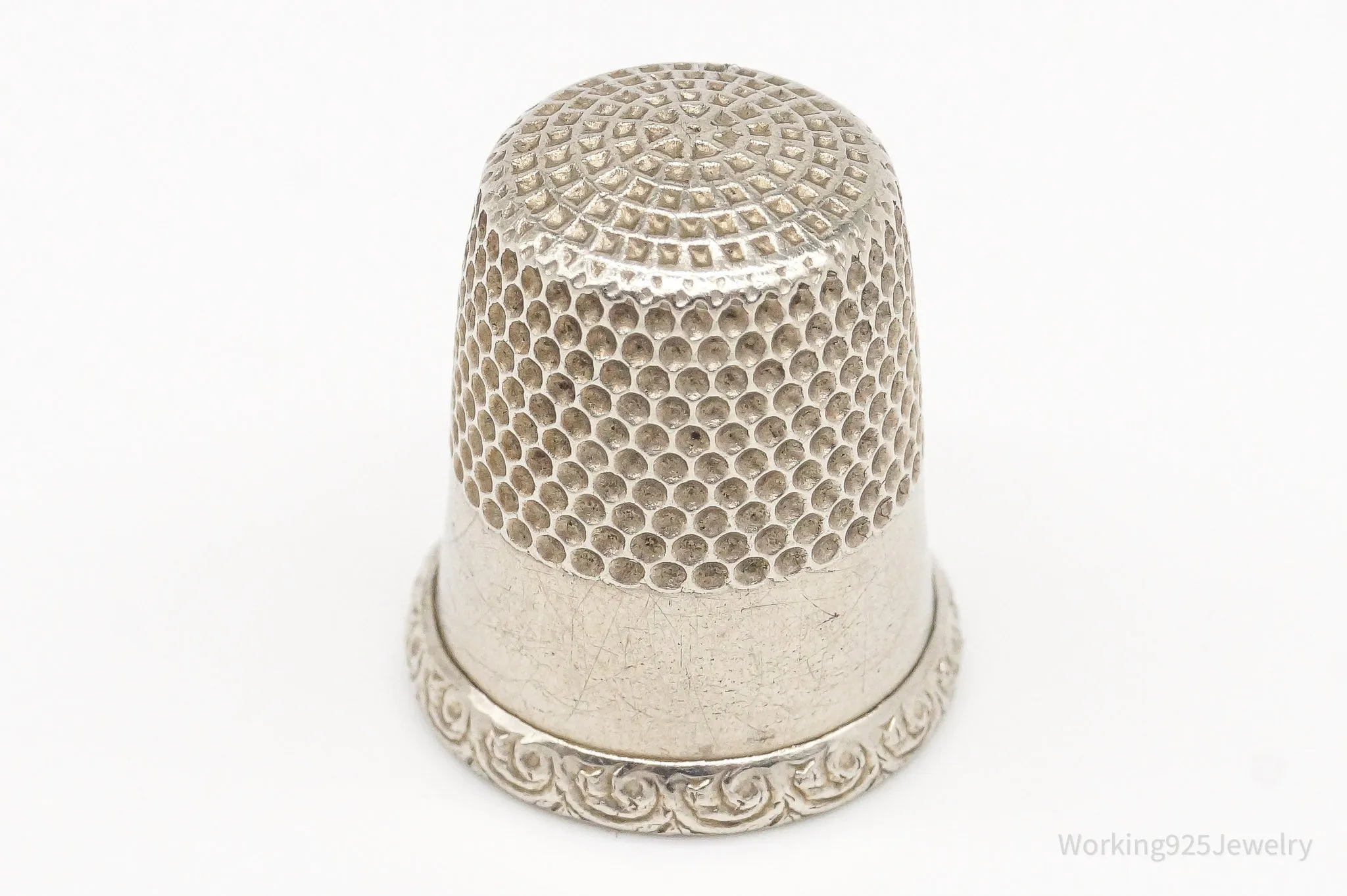 1800s Antique Simons Bros & Co Silver Thimble Size 7