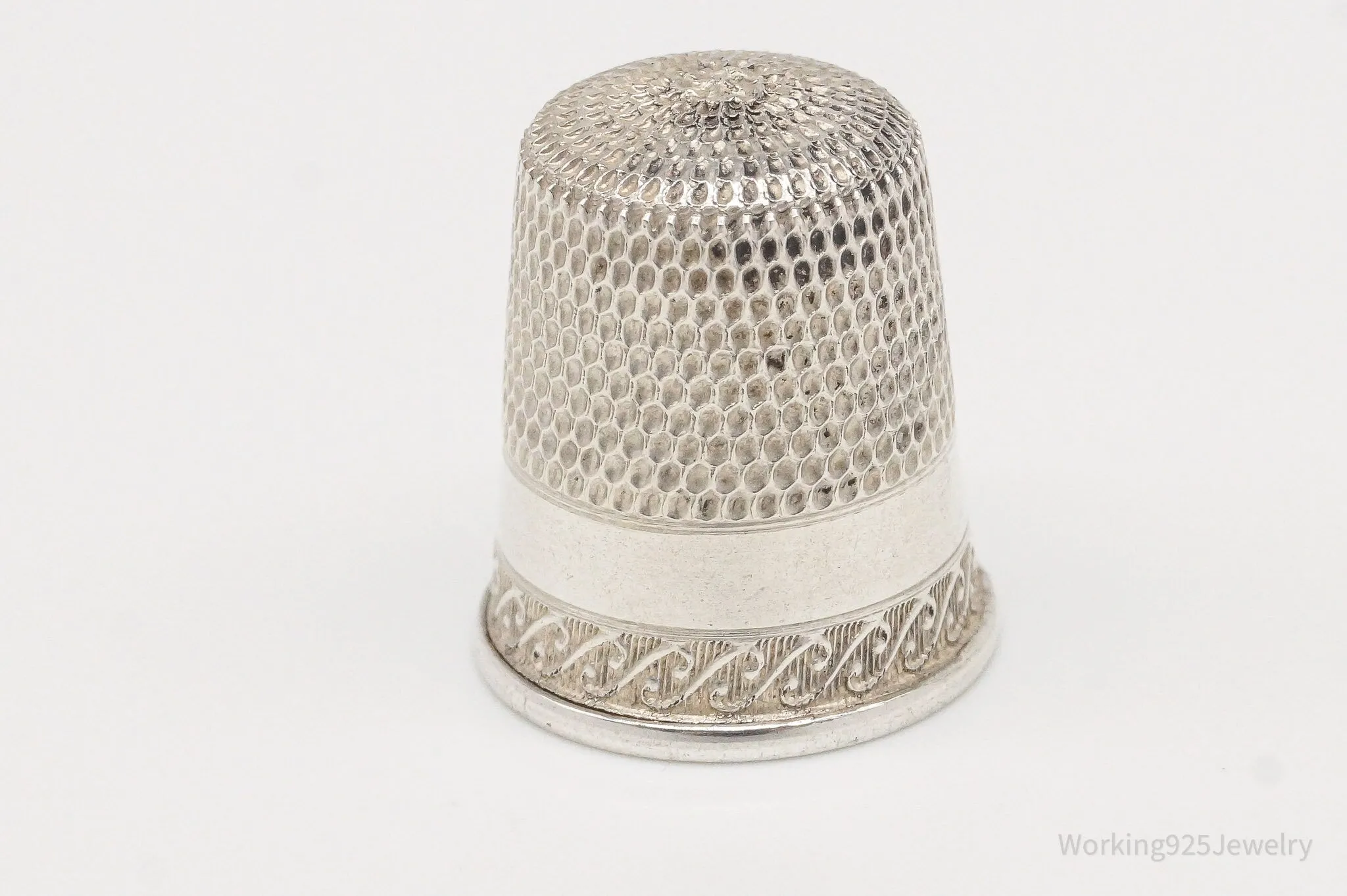 1800s Antique Simons Bros & Co Sterling Silver Thimble Size 6