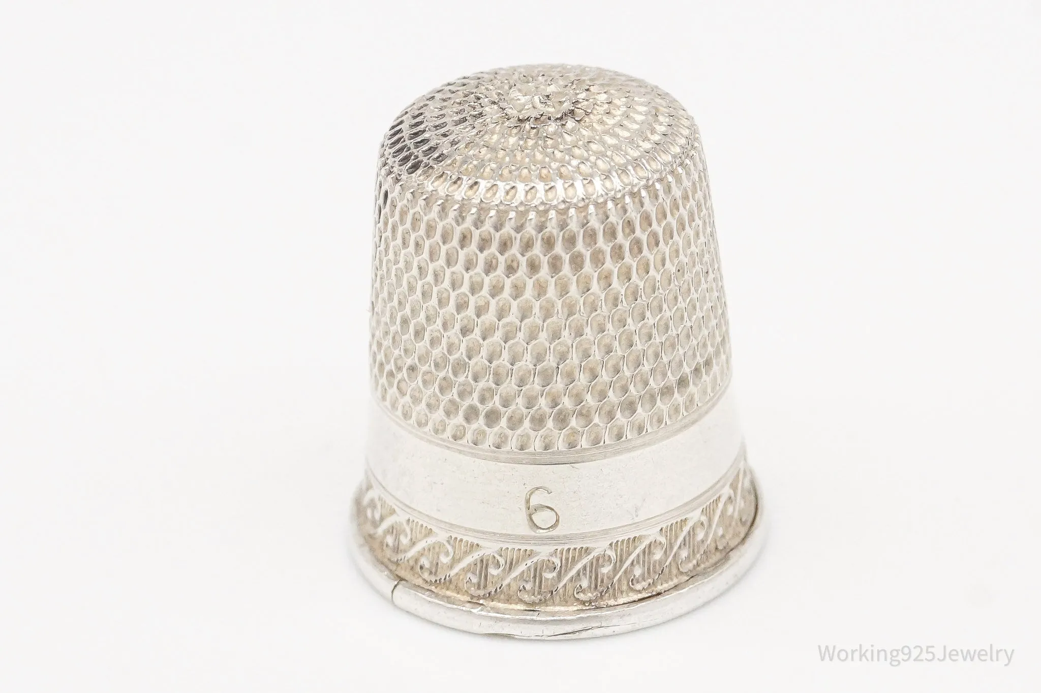 1800s Antique Simons Bros & Co Sterling Silver Thimble Size 6