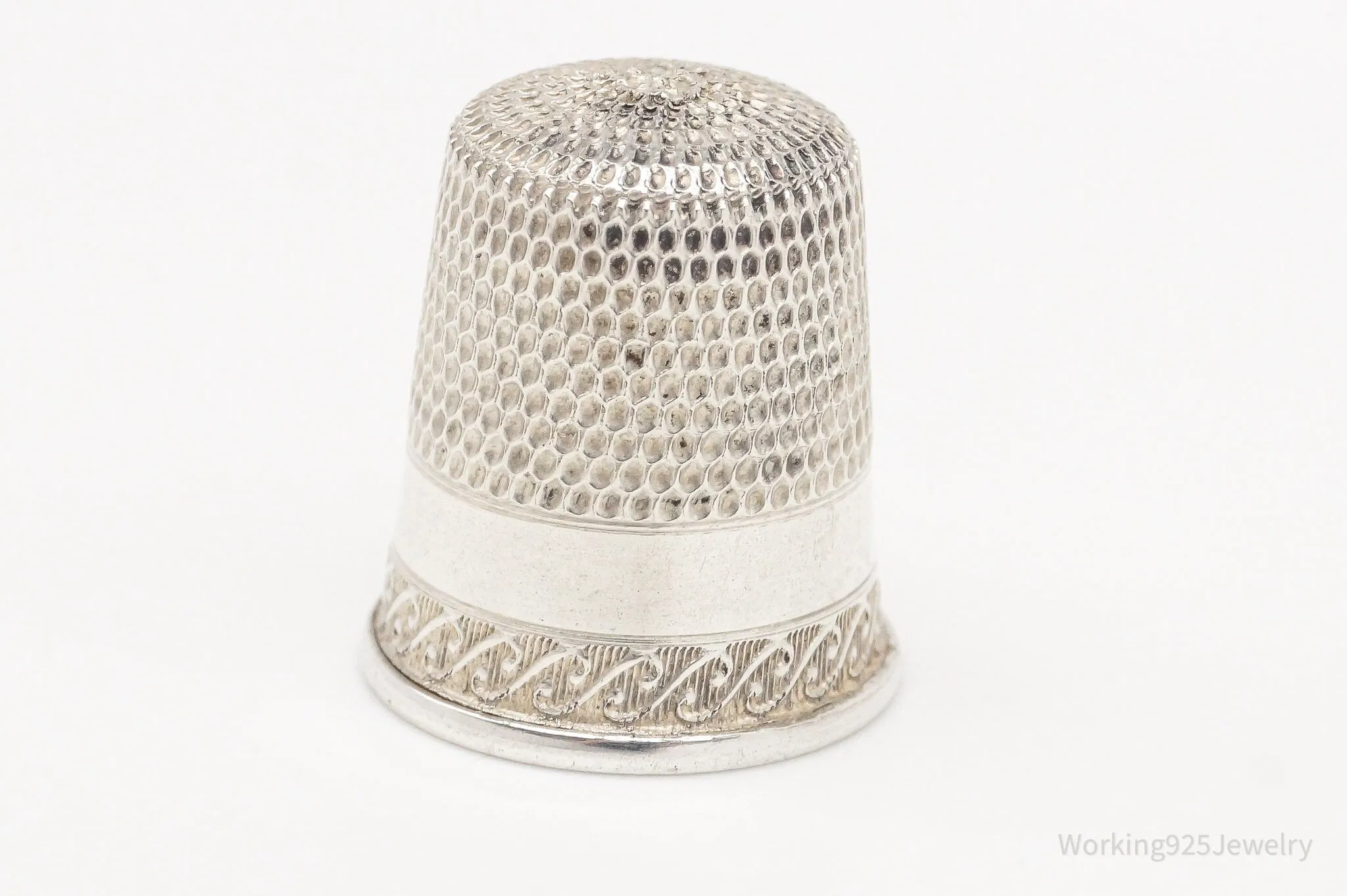 1800s Antique Simons Bros & Co Sterling Silver Thimble Size 6