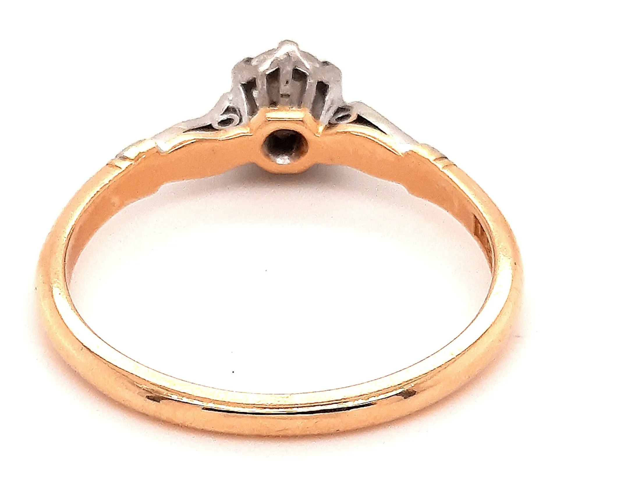 18ct Yellow Gold Platinum Diamond Ring