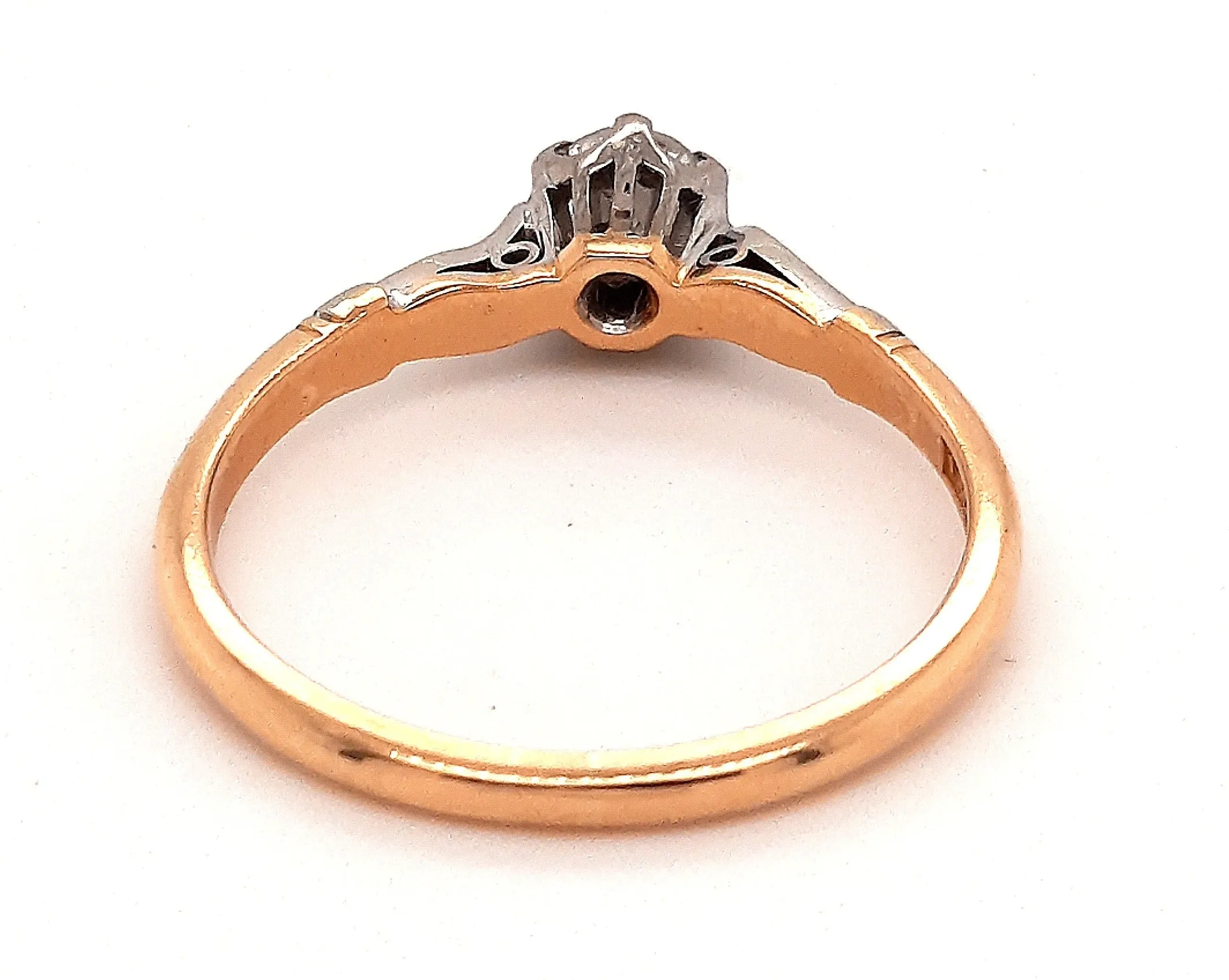 18ct Yellow Gold Platinum Diamond Ring