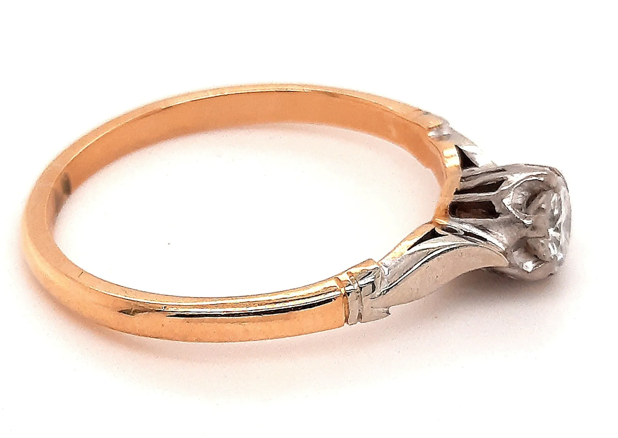 18ct Yellow Gold Platinum Diamond Ring