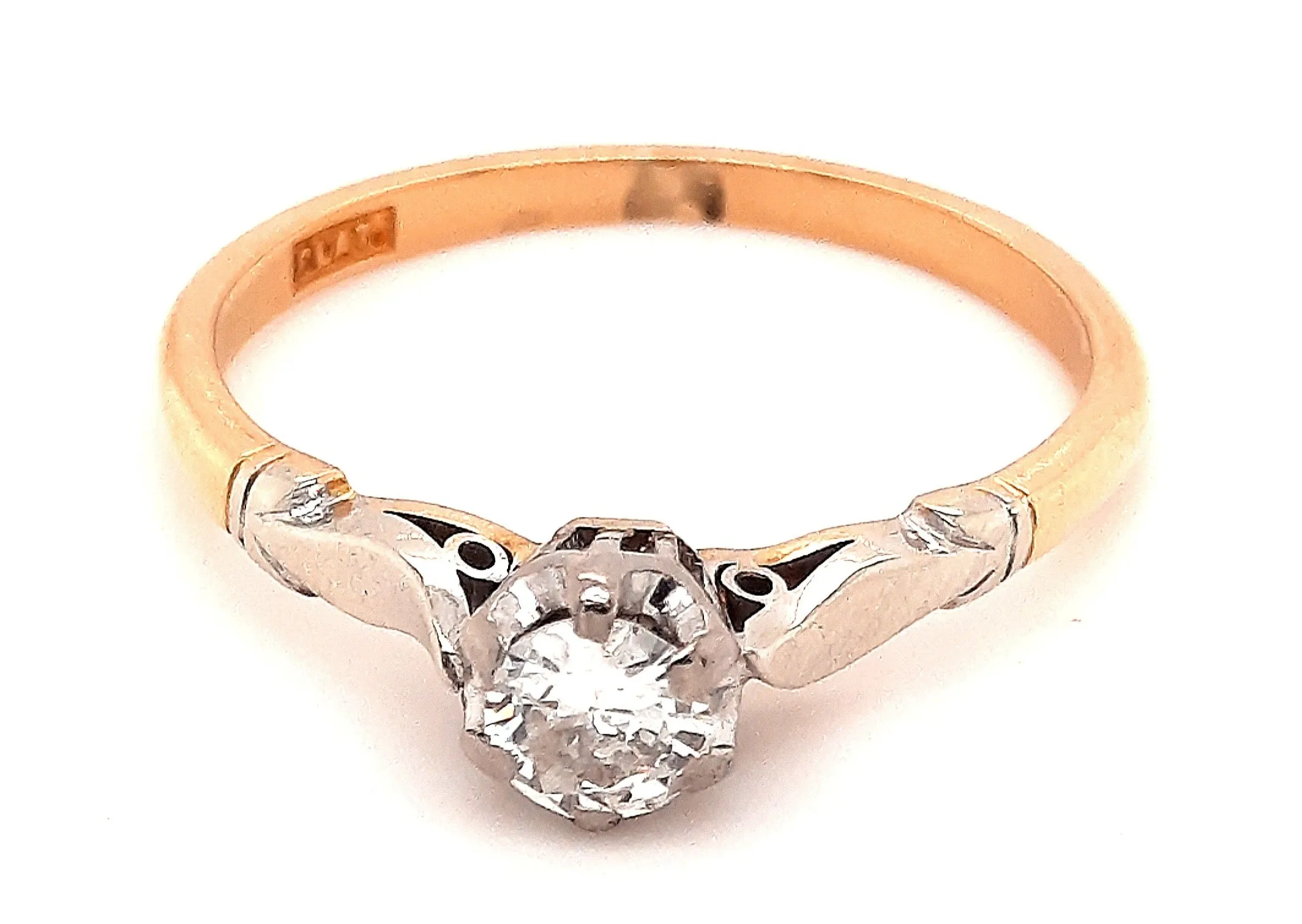 18ct Yellow Gold Platinum Diamond Ring