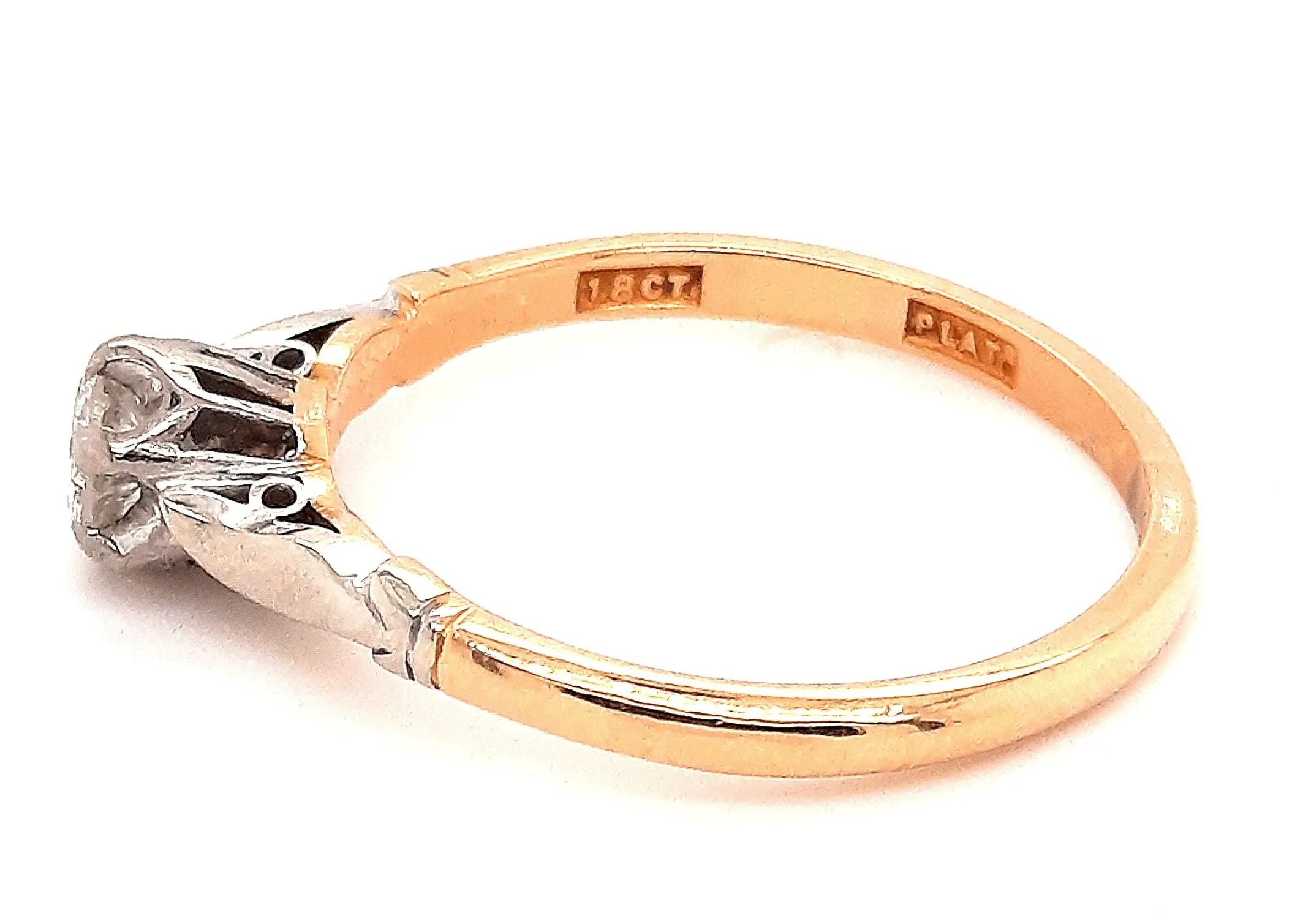 18ct Yellow Gold Platinum Diamond Ring
