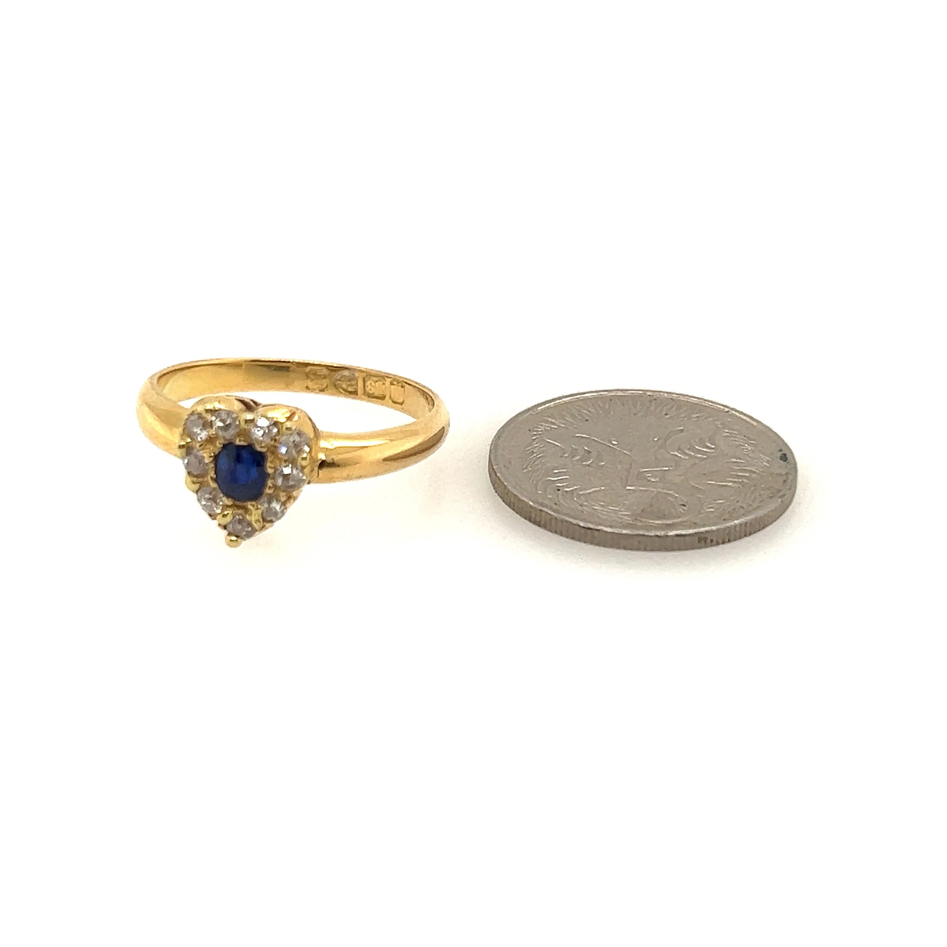 18ct Yellow Gold Sapphire & Diamond Heart Ring