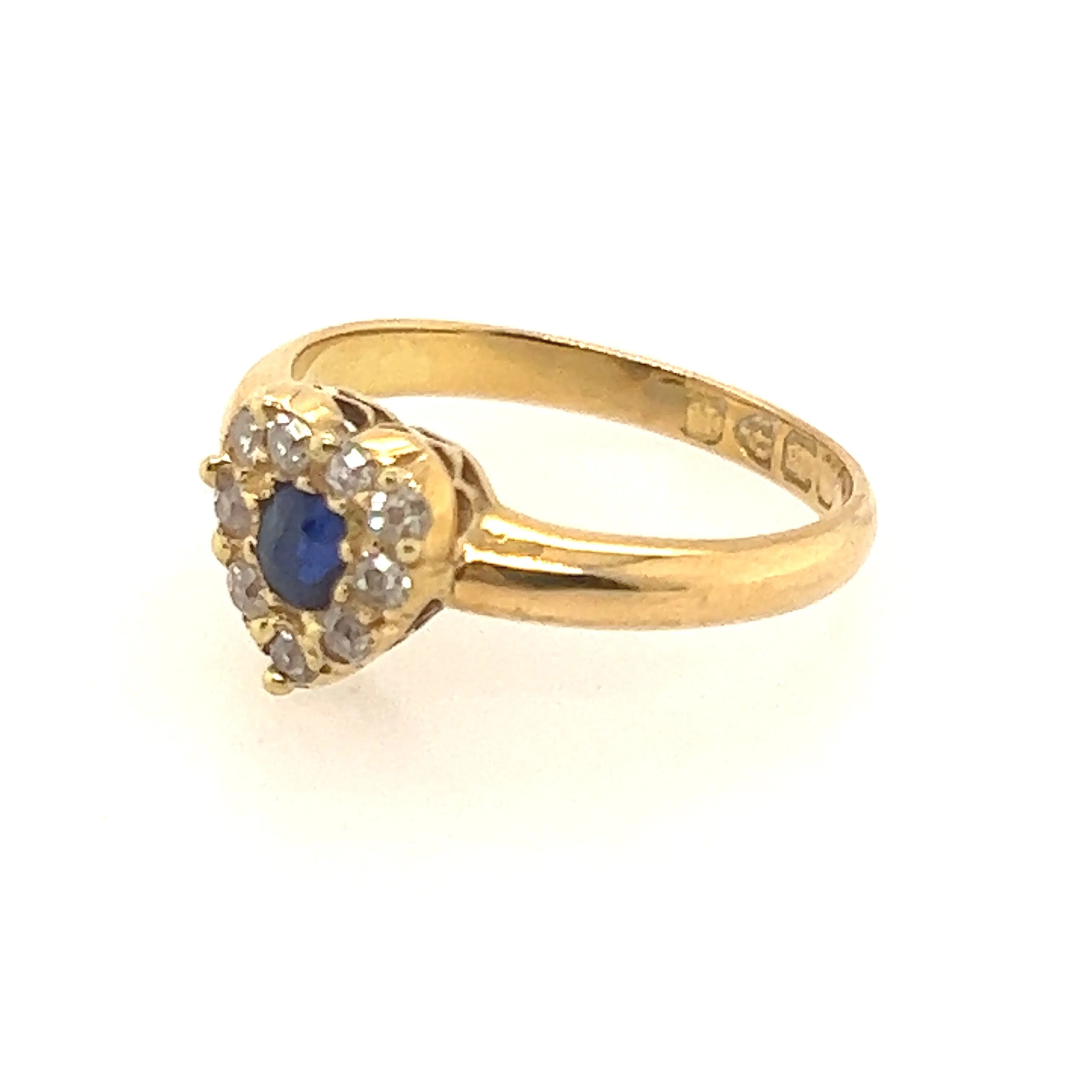 18ct Yellow Gold Sapphire & Diamond Heart Ring