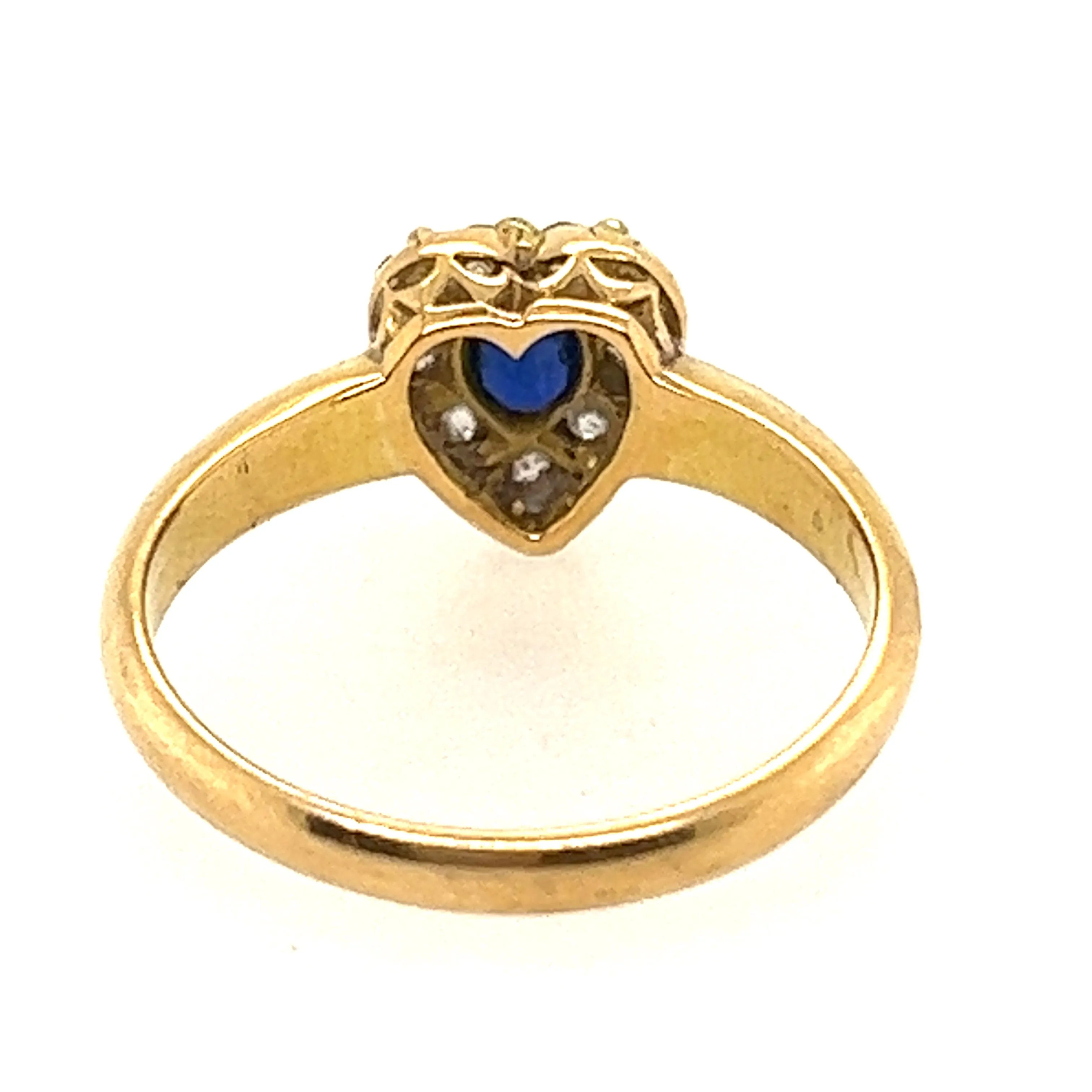 18ct Yellow Gold Sapphire & Diamond Heart Ring