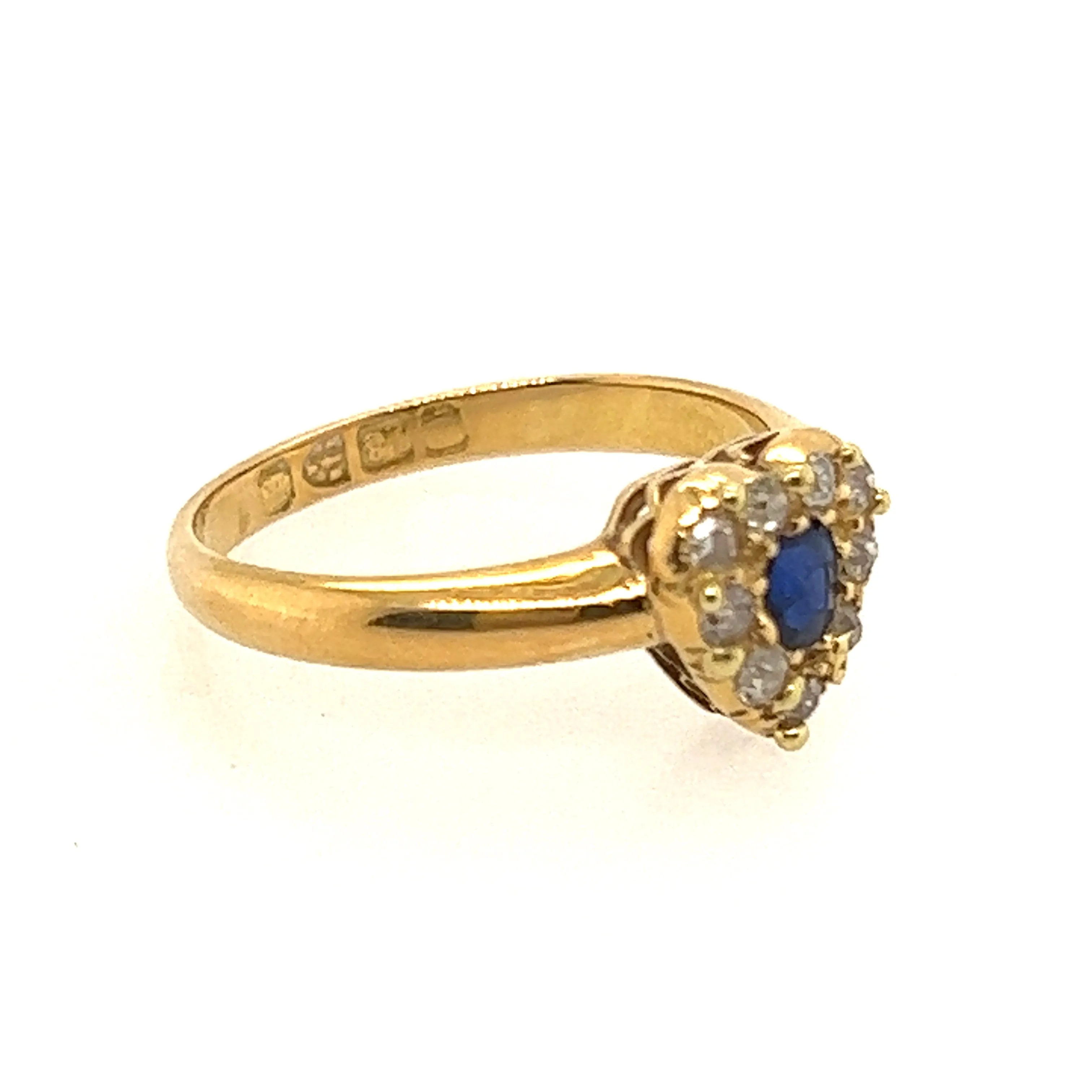 18ct Yellow Gold Sapphire & Diamond Heart Ring