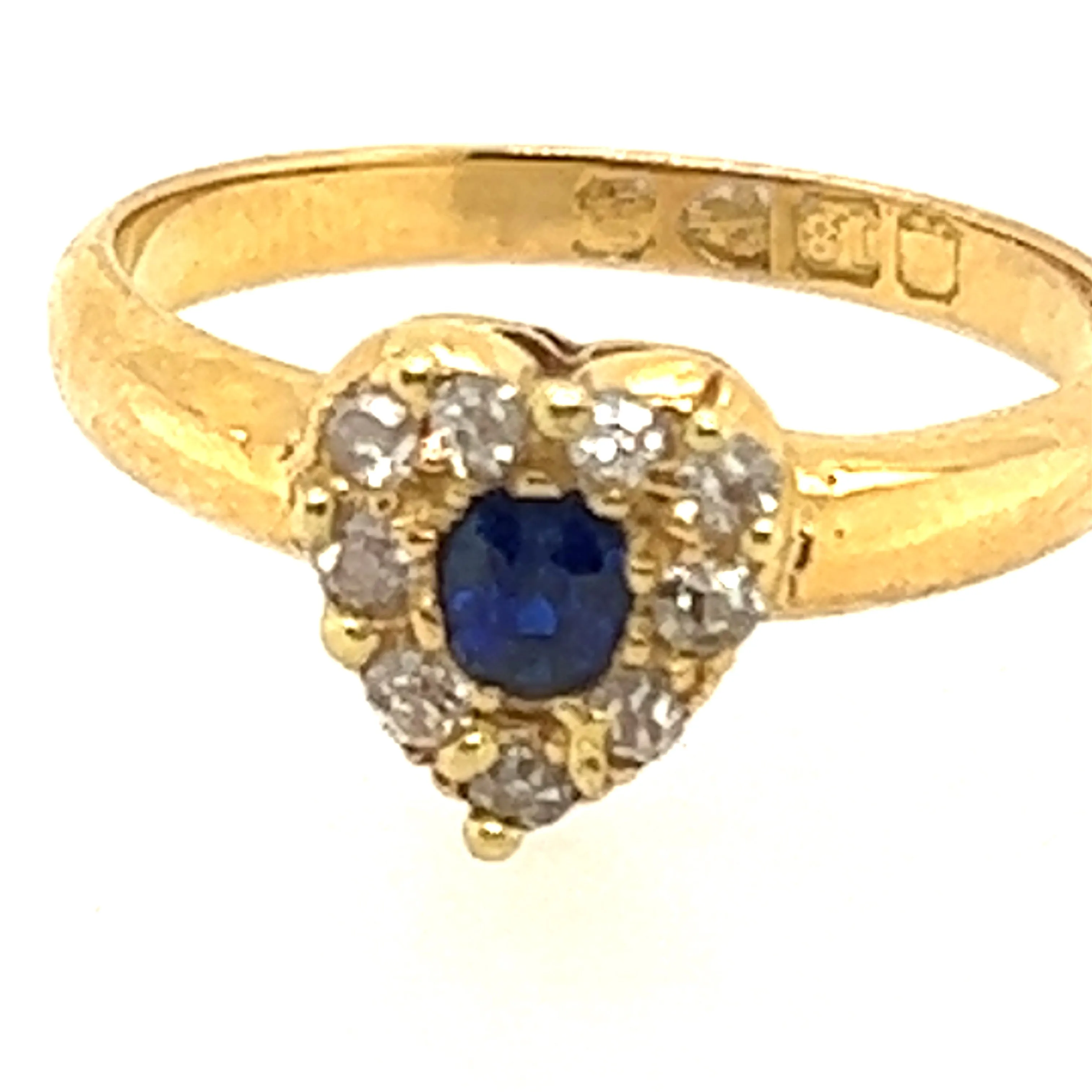 18ct Yellow Gold Sapphire & Diamond Heart Ring