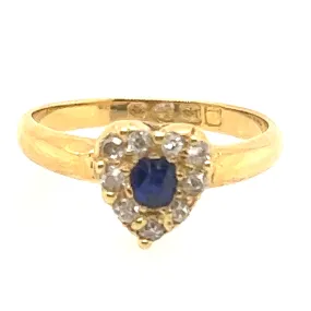 18ct Yellow Gold Sapphire & Diamond Heart Ring