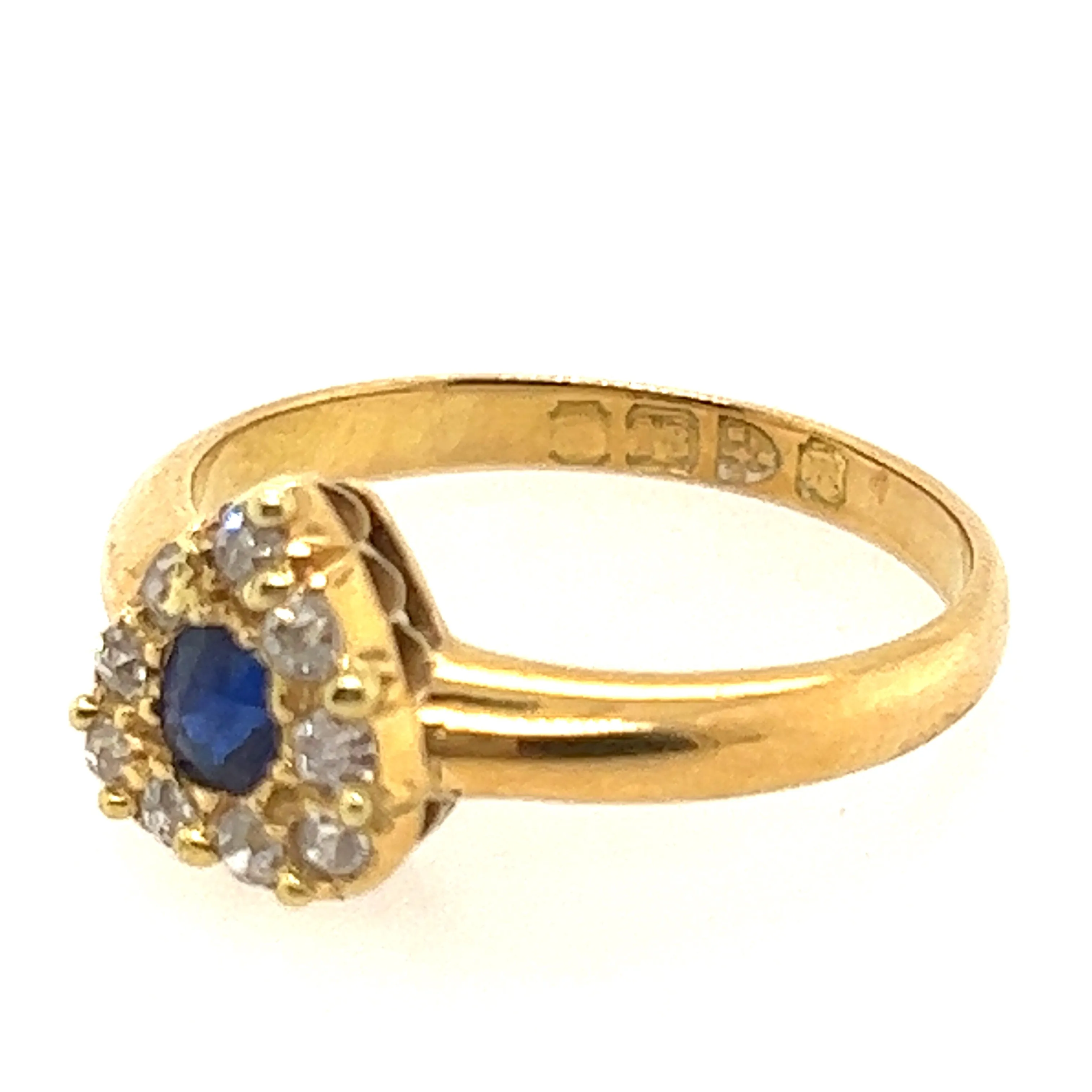 18ct Yellow Gold Sapphire & Diamond Heart Ring