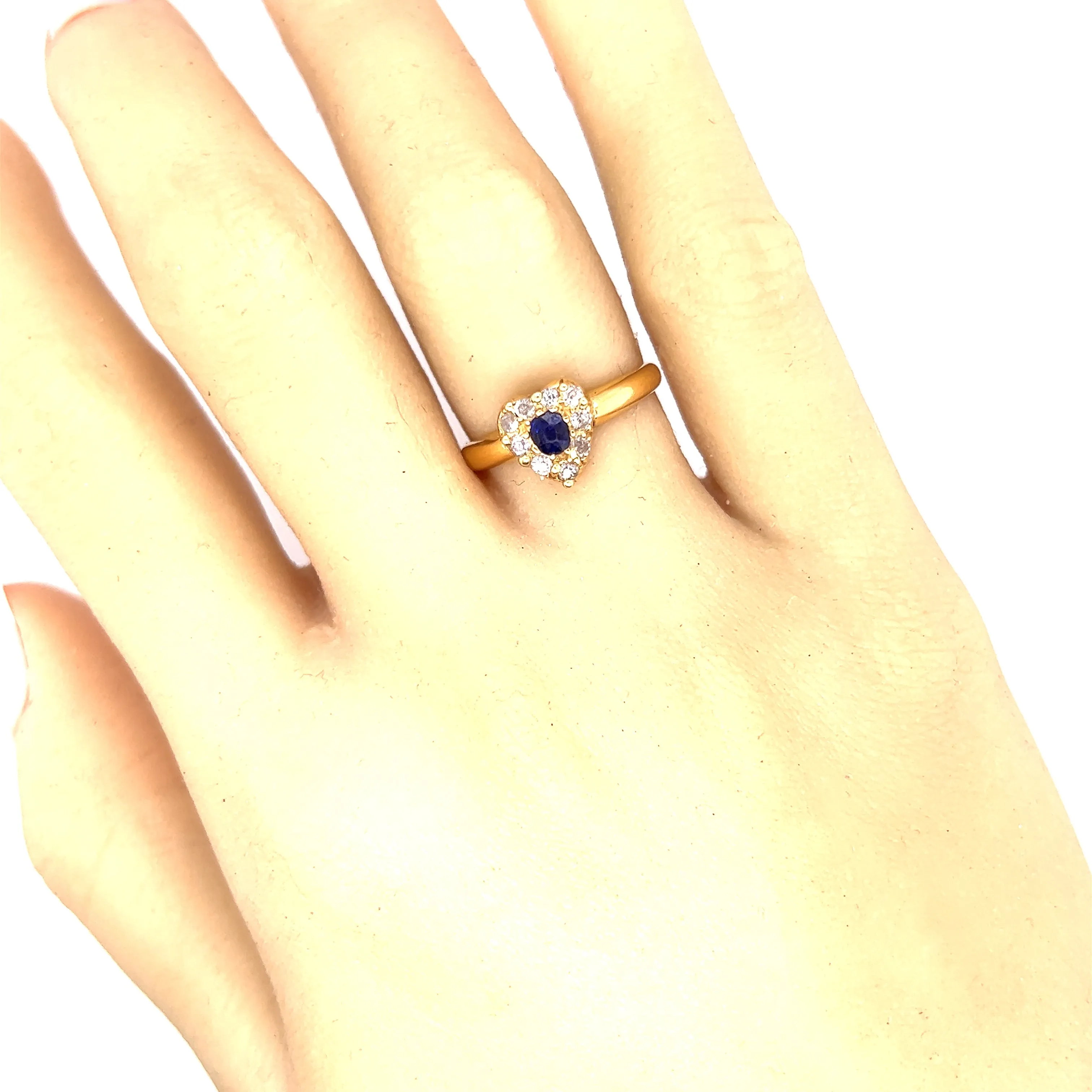 18ct Yellow Gold Sapphire & Diamond Heart Ring