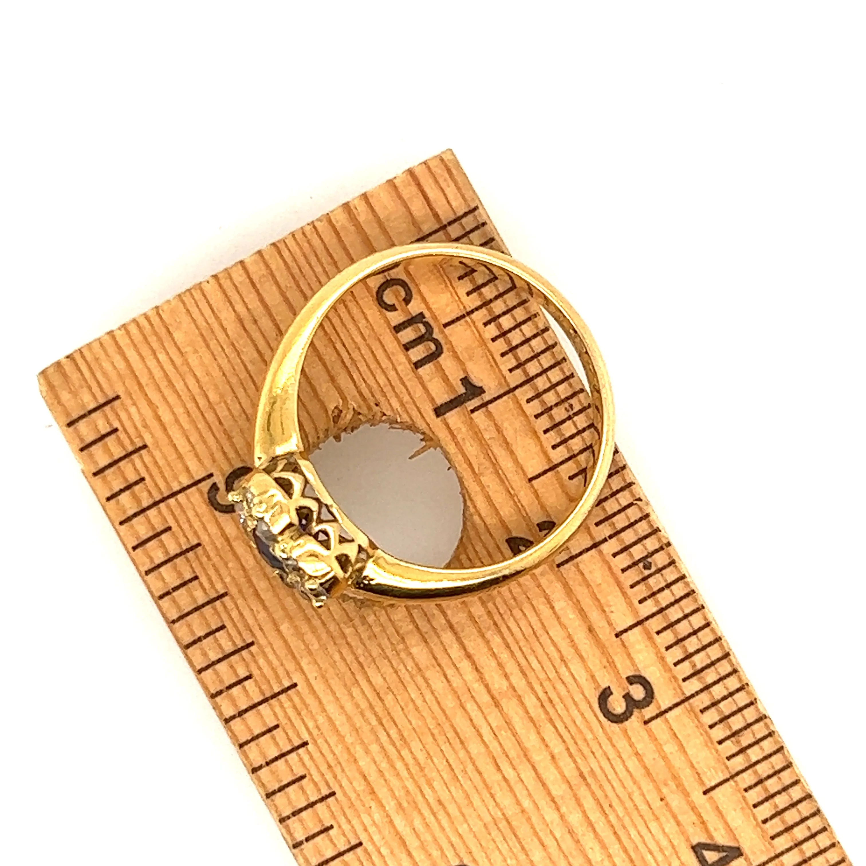 18ct Yellow Gold Sapphire & Diamond Heart Ring