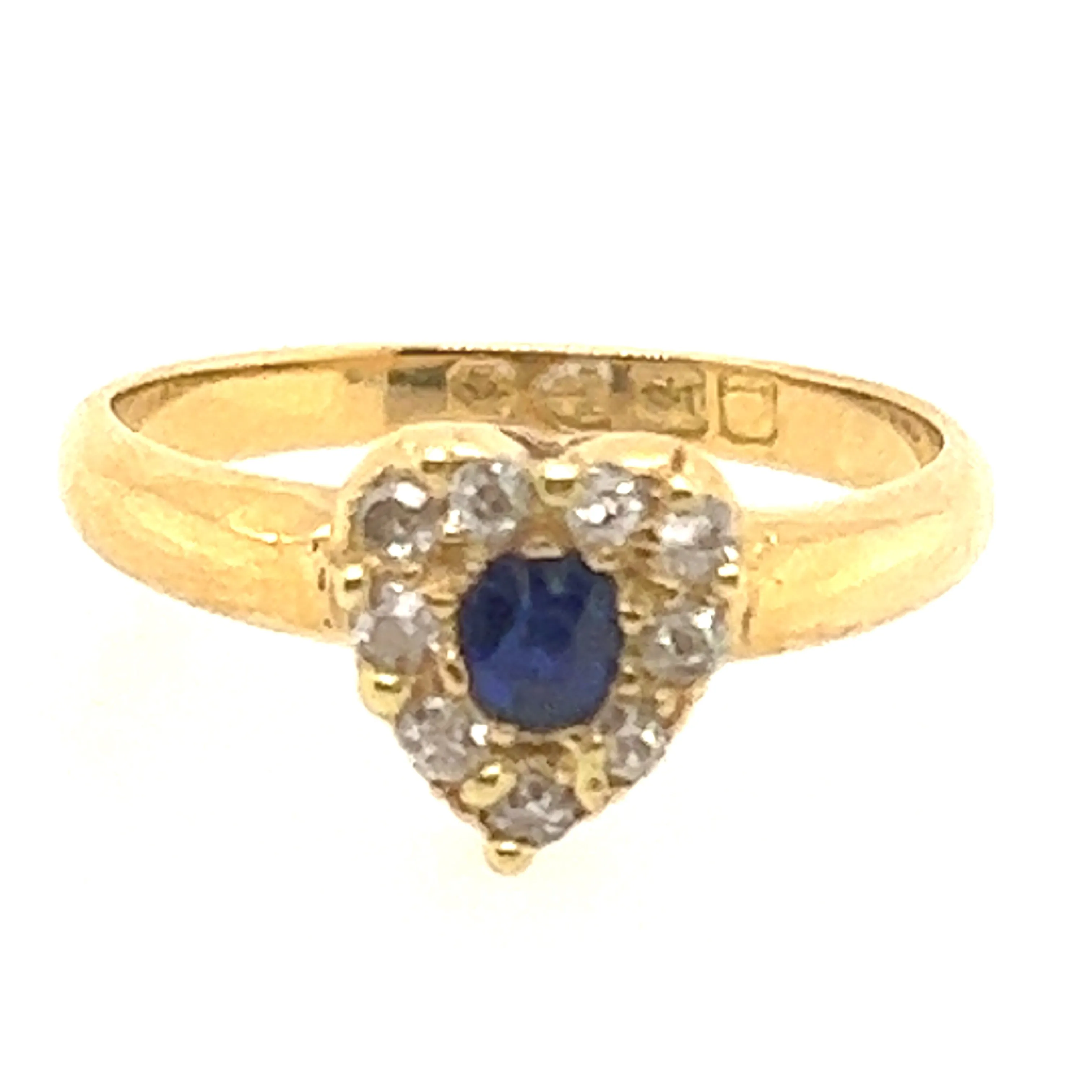 18ct Yellow Gold Sapphire & Diamond Heart Ring