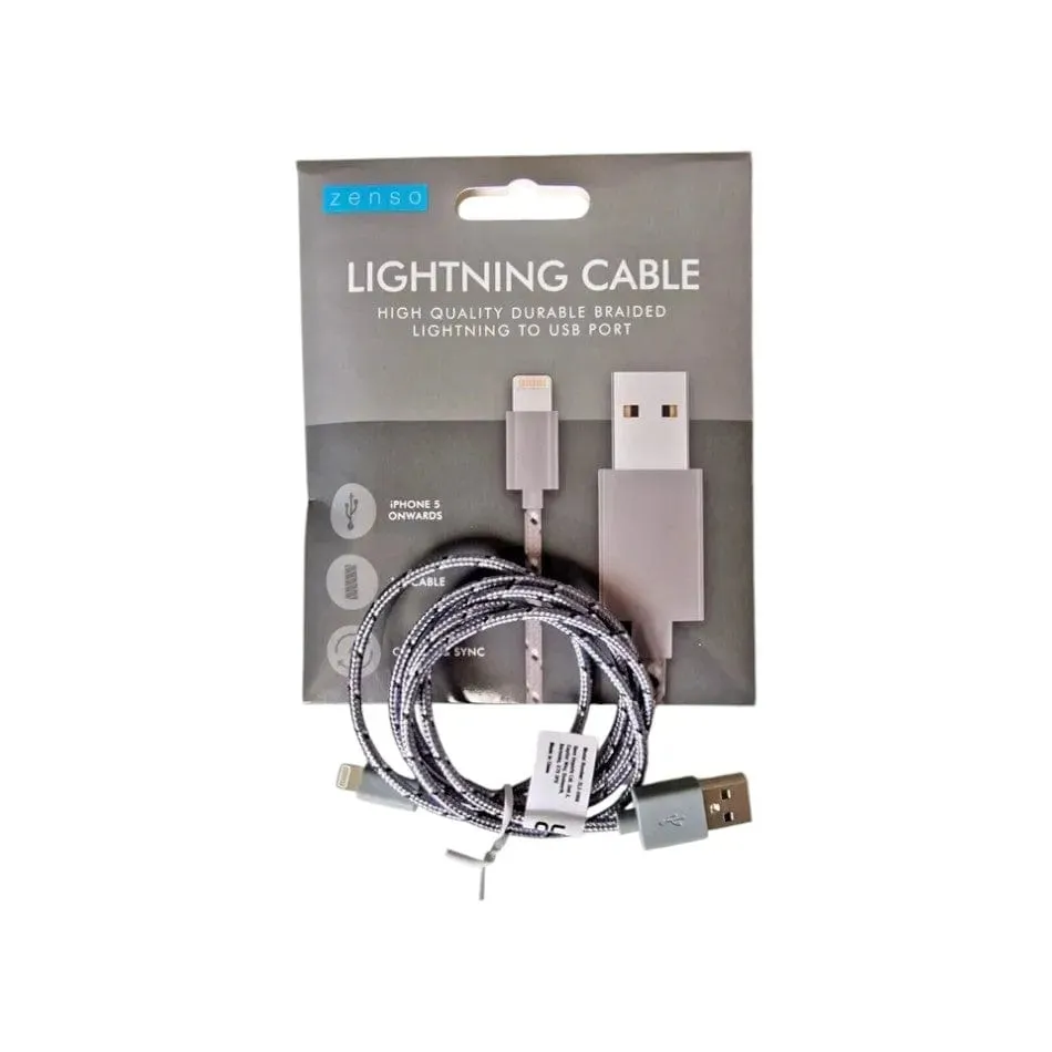 1m USB Cable Fast Charging IPhone Charger Data Sync - Braided - Choice Of Colour