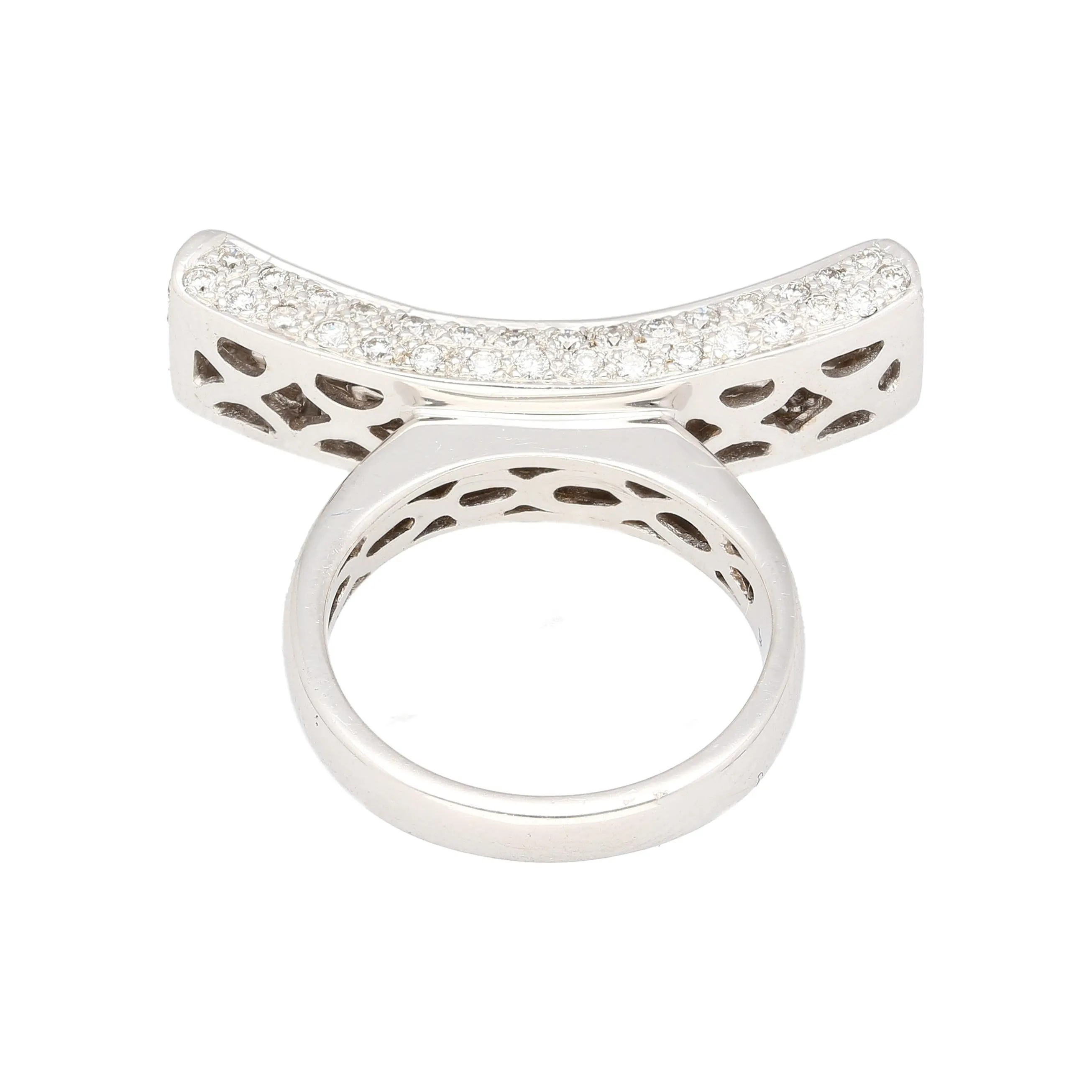 2 Carat Princess Cut Diamond Encrusted Curved Top Overlap Ring in 18K