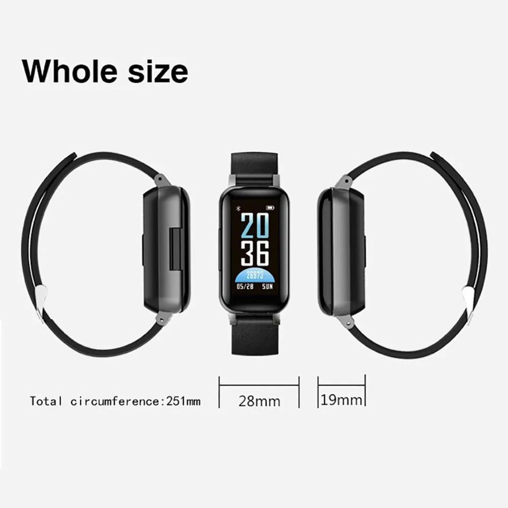 2-In-1 Smart Watch Bracelet With Heart Rate Fitness Tracker