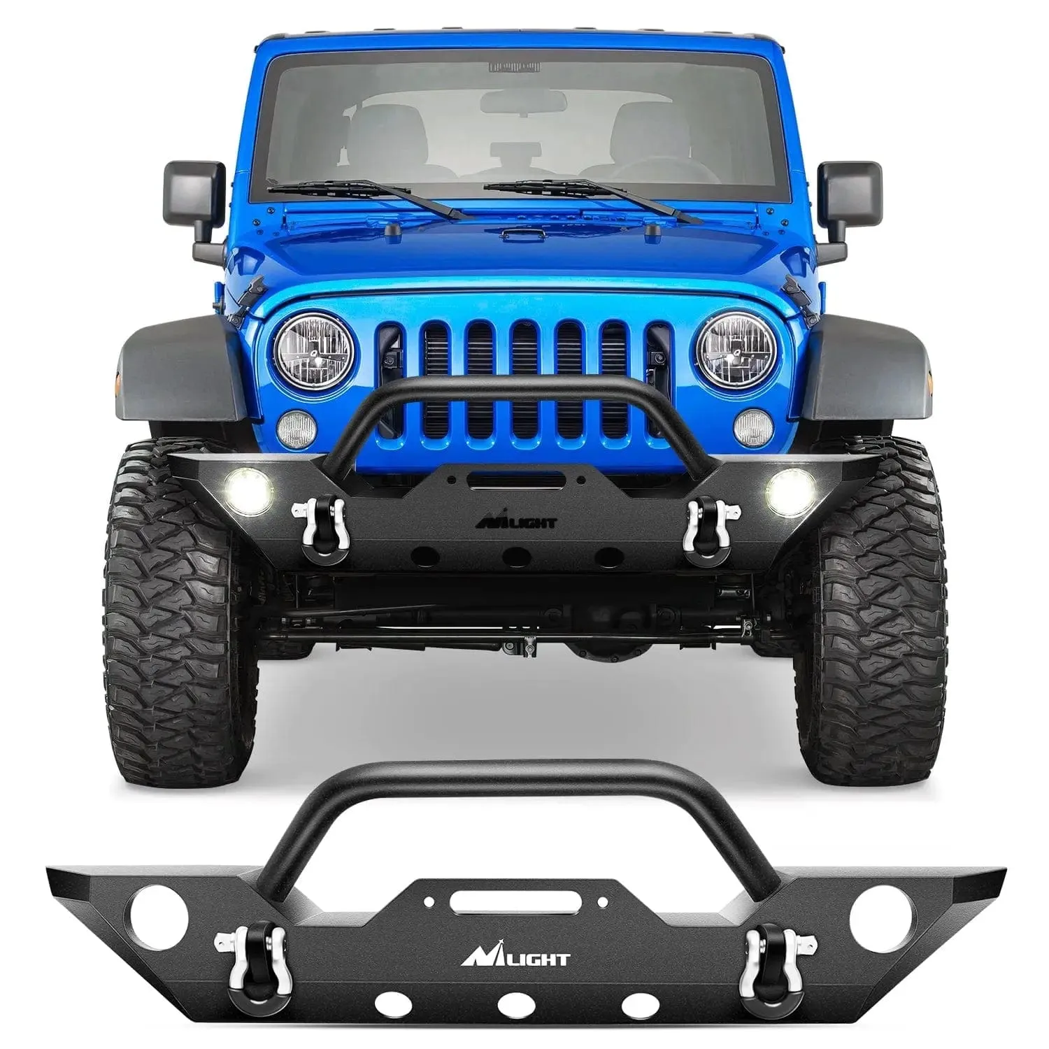 2007-2018 Jeep Wrangler JK/JKU Front Bumper Rock Crawler Fog Lights Hole Winch Plate