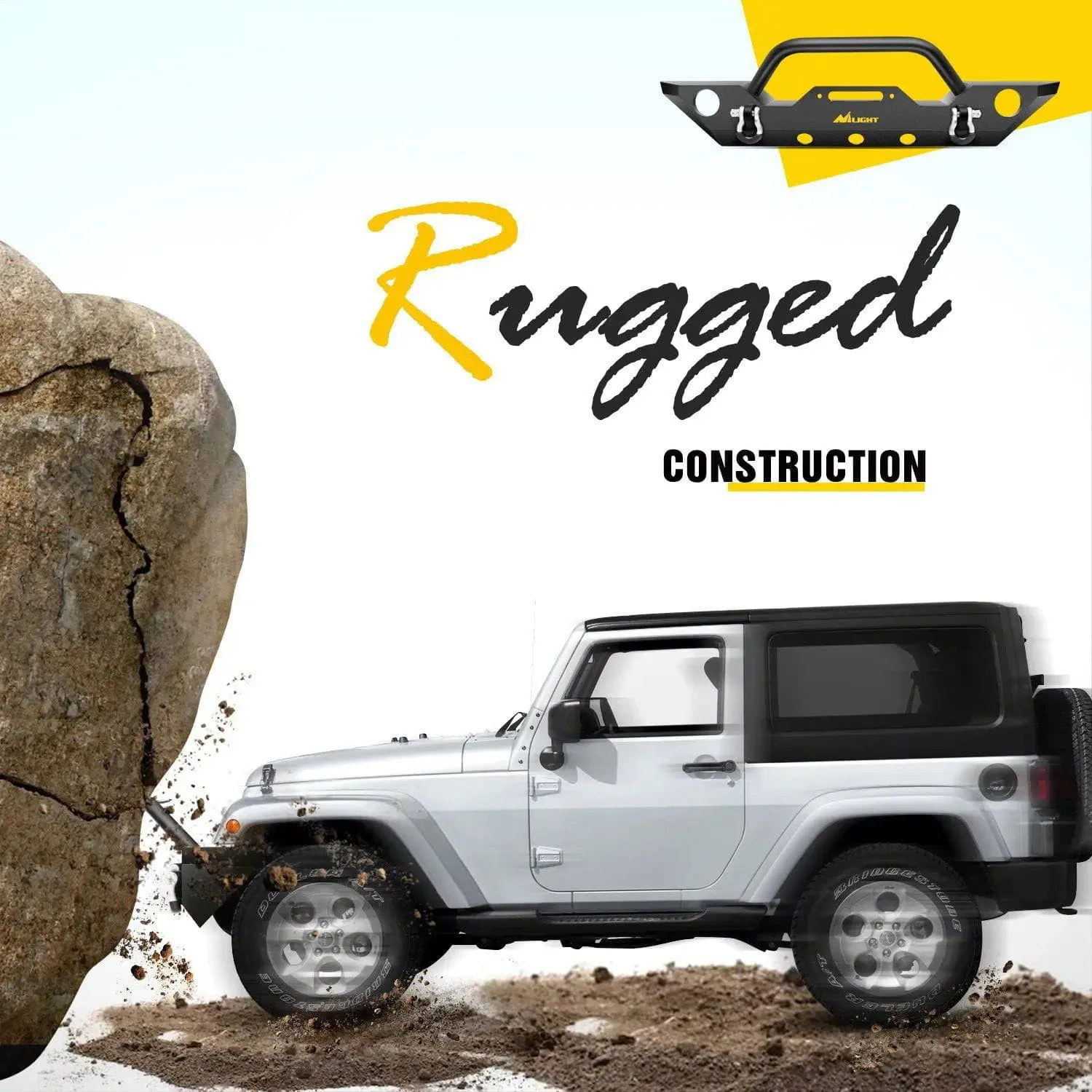 2007-2018 Jeep Wrangler JK/JKU Front Bumper Rock Crawler Fog Lights Hole Winch Plate