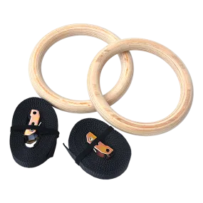 28mm Wooden Gymnastic Rings, Adjustable, 400kg Load