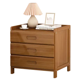 3-Drawer Waterproof Bamboo Bedside Table - Dark Wood