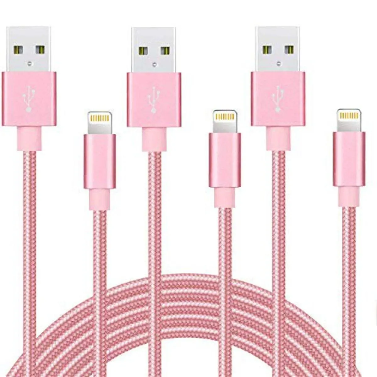 3-Pack: 10 Foot Braided Lightning Cables