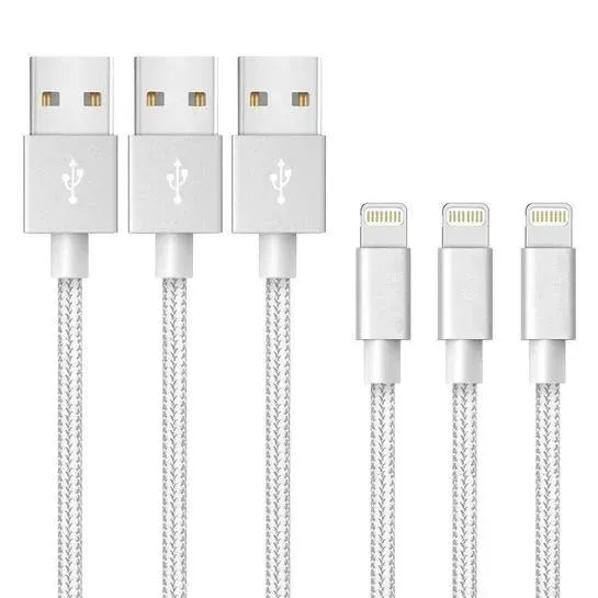 3-Pack: 10 Foot Braided Lightning Cables