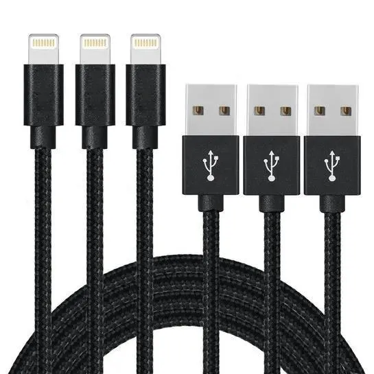 3-Pack: 10 Foot Braided Lightning Cables