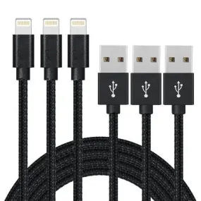 3-Pack: 10 Foot Braided Lightning Cables