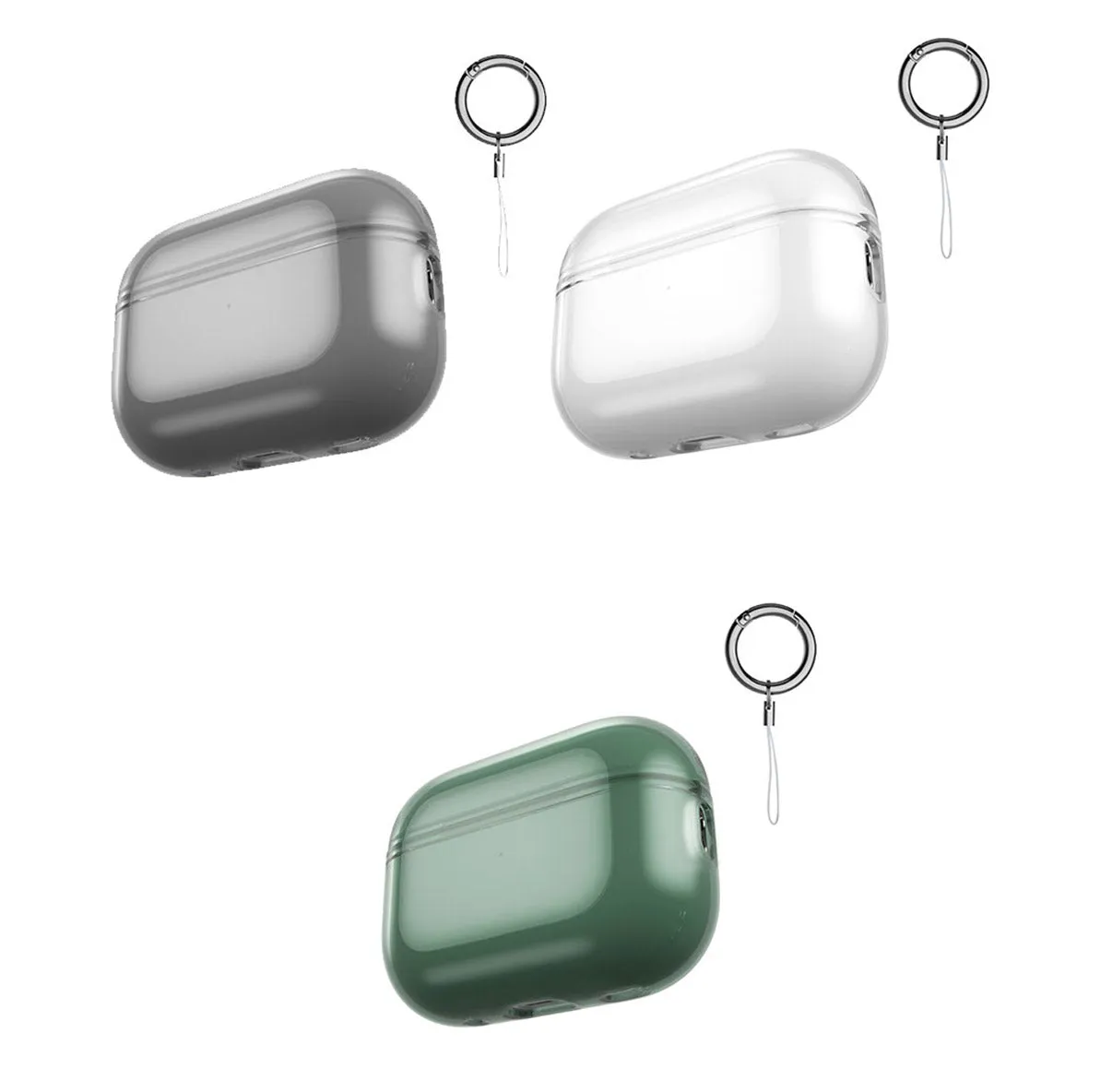 3 Pack Compatible Airpods Pro2 Case (Clear,Clear Black,Clear Green)